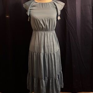 LOFT blue eyelet ruffle dress